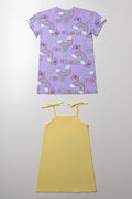 2 Pack Sleep Shirts Purple And Yellow (3)