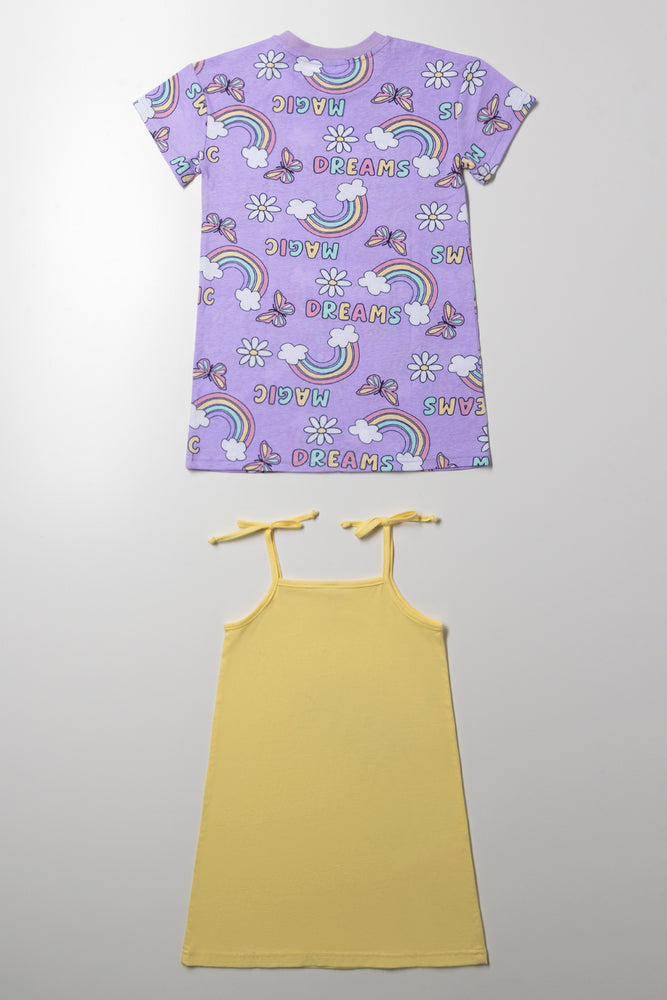 2 Pack Sleep Shirts Purple And Yellow (3)