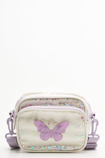 Butterfly Glitter Bag Cream And Purple