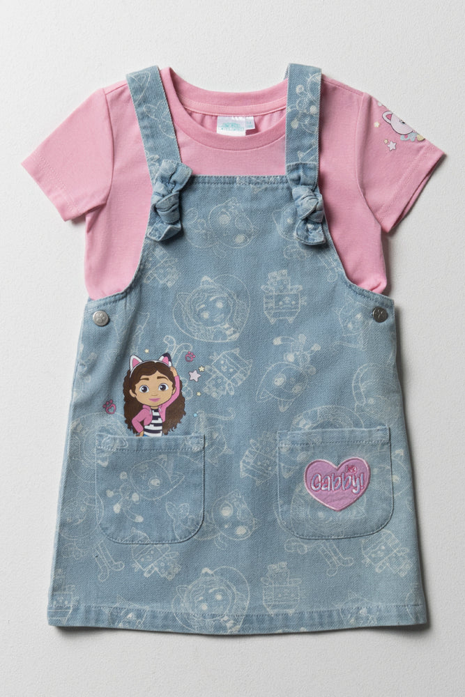 Gabby's Dollhouse Pinafore Set Light Wash