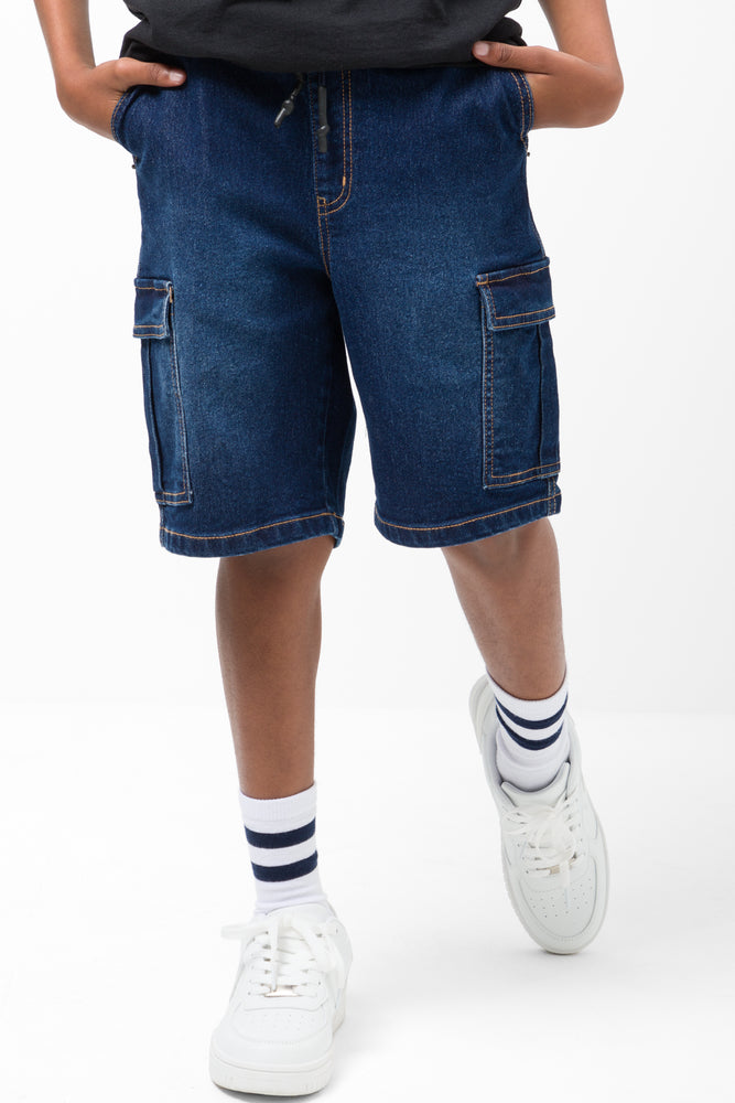 Cargo Denim Shorts Blue (1)