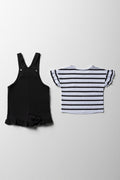 Frill Dungaree Set Black (3)