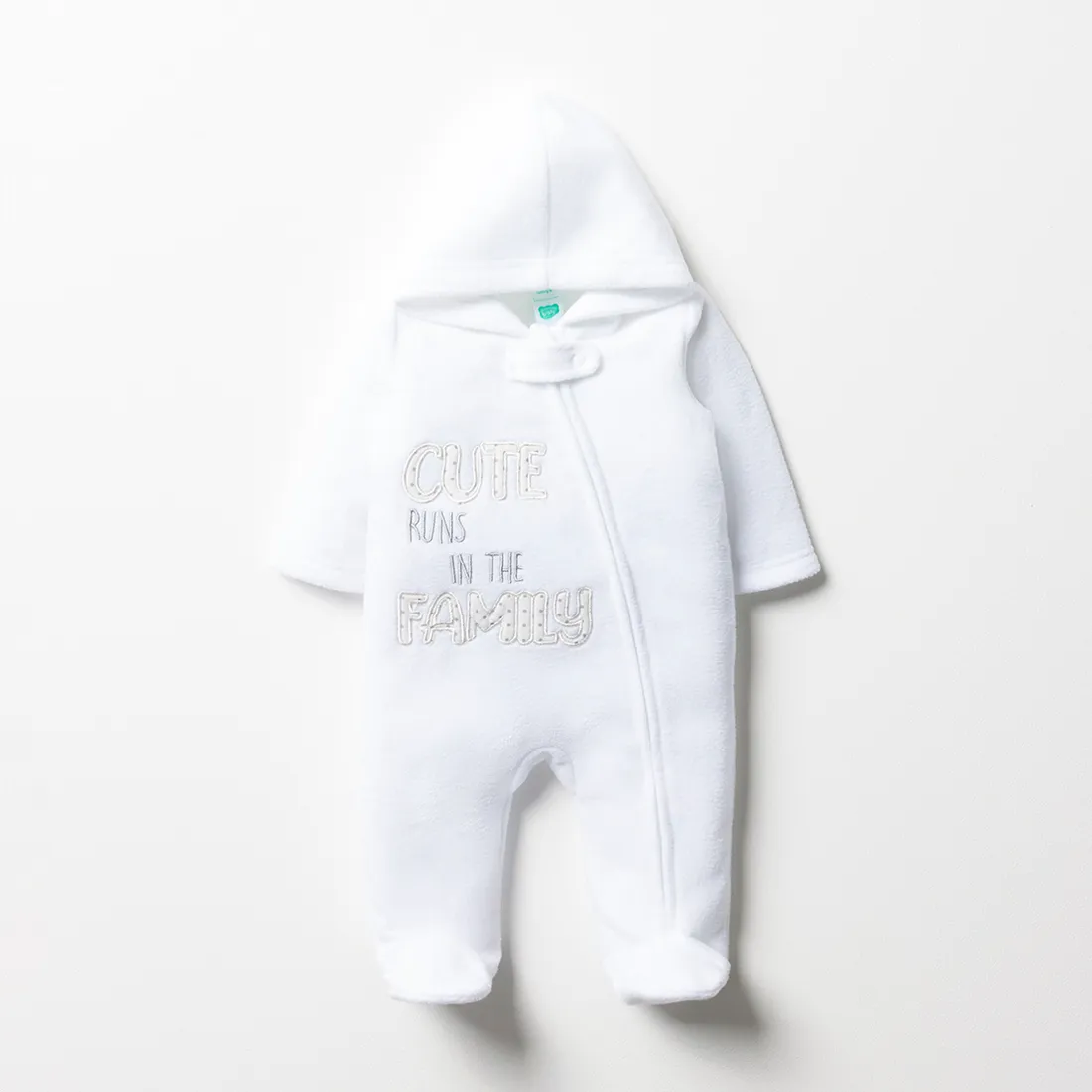 Hooded microfleece babygrow white - NEWBORN Baby Babygrows | Ackermans