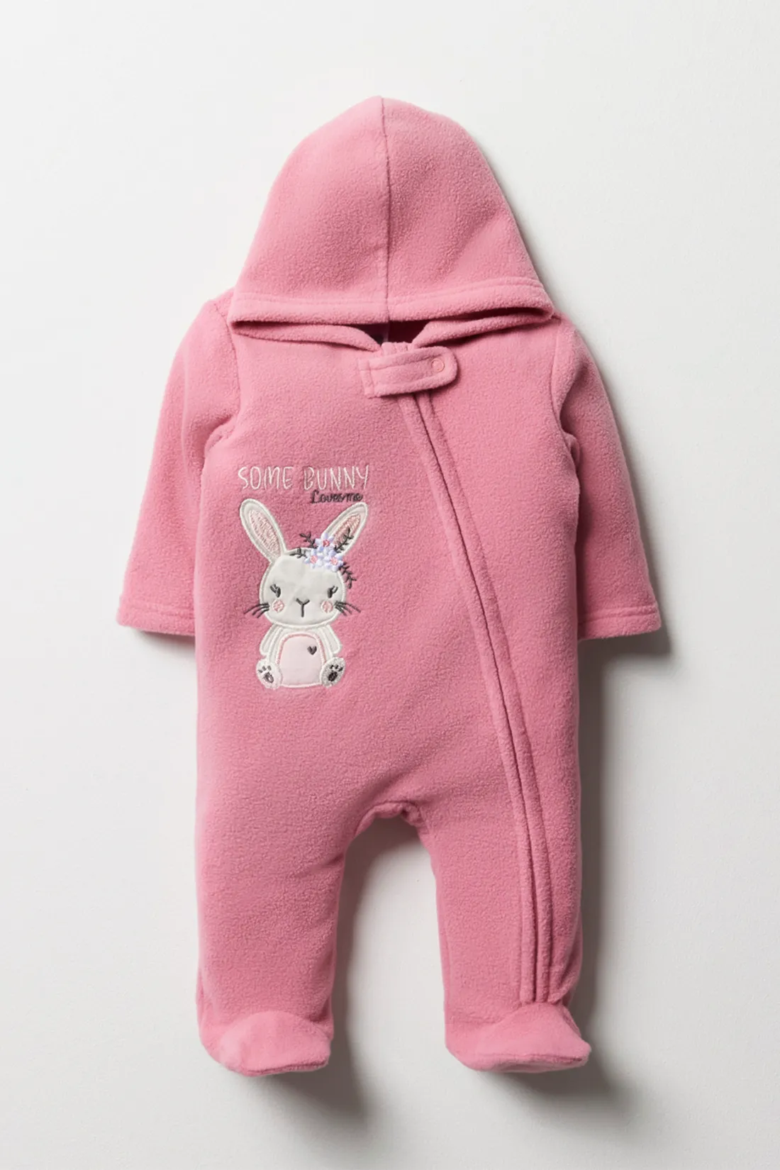 Hooded microfleece babygrow pink - NEWBORN Baby Babygrows | Ackermans