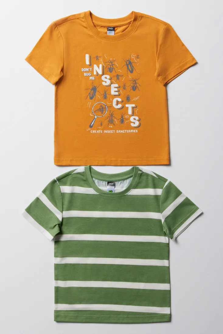 2 Pack insect short sleeve t-shirts orange & green - BOYS 2-8 YEARS ...