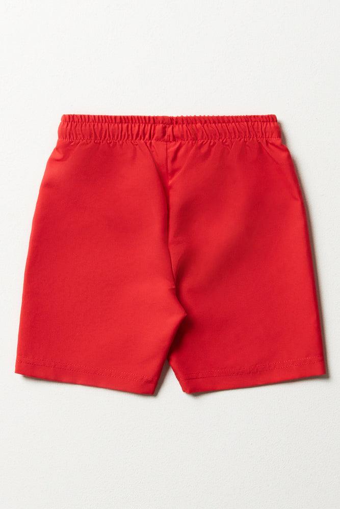 Boys red swim shorts shop