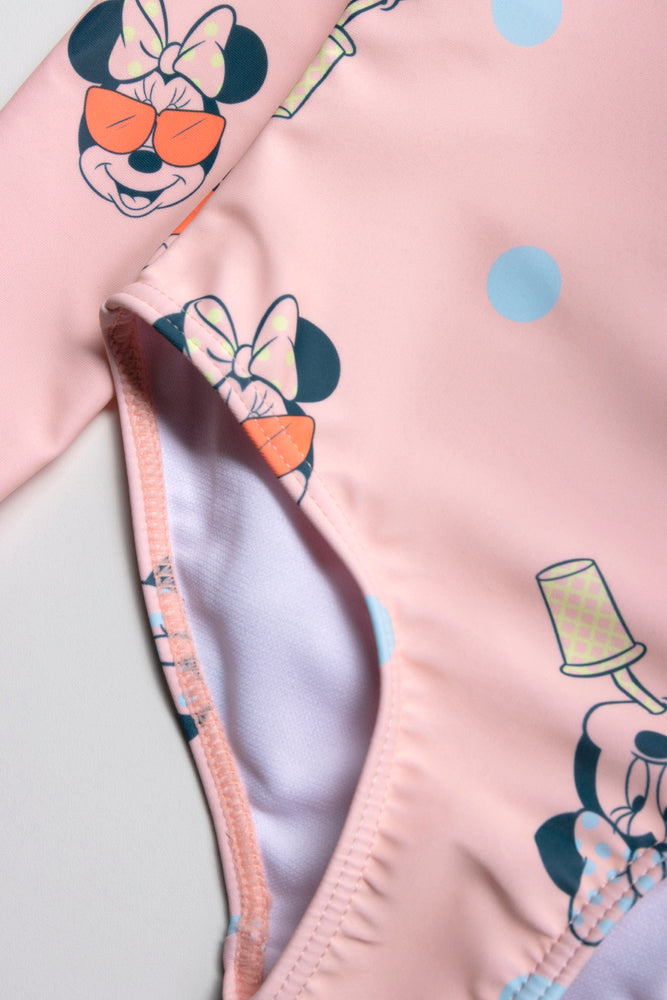 Minnie Mouse Long Sleeve Swimsuit Peach (1)