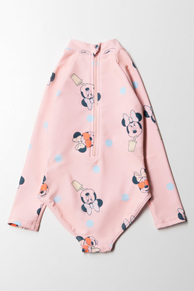 Minnie Mouse Long Sleeve Swimsuit Peach (3)