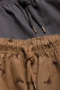 2 Pack Dinosaur Shorts Brown & Dark Grey (1)