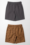 2 Pack Dinosaur Shorts Brown & Dark Grey (2)