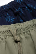 2 Pack Woven Shorts Tropical Navy Blue (1)