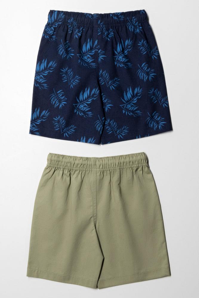 2 Pack Woven Shorts Tropical Navy Blue (2)