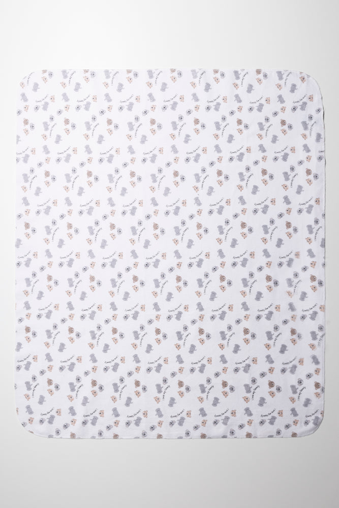 3 Pack Bear Receiver Blankets White (2)