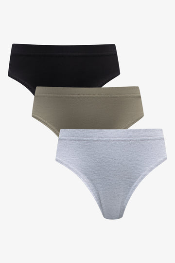3 Pack Plain Briefs Grey