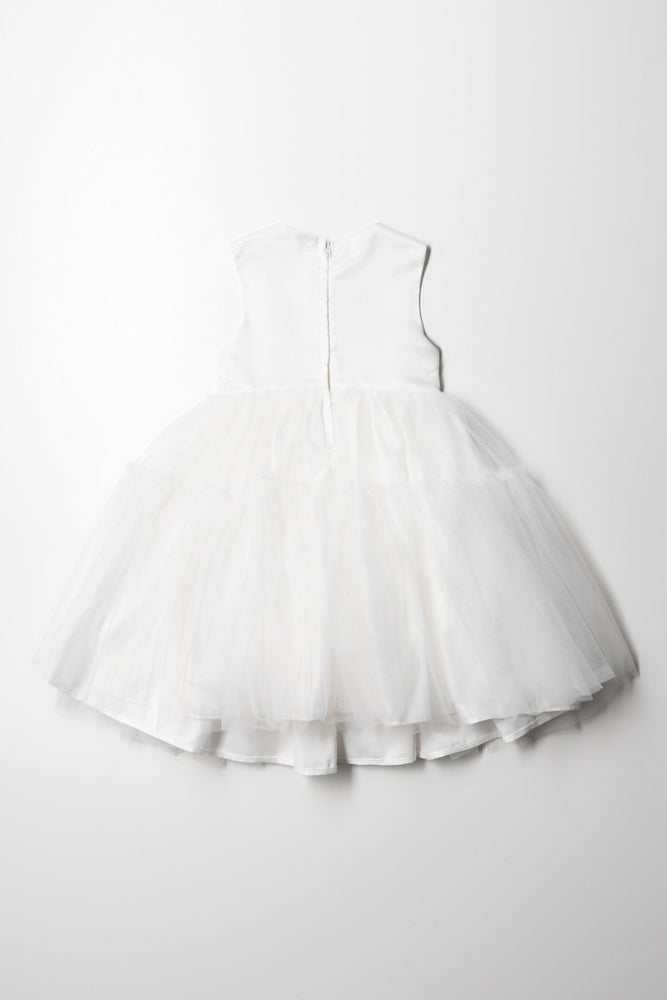 Layered Mesh Dress With Belt White (2)