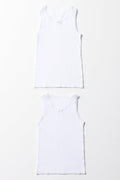 2 Pack Sleeveless Vests White