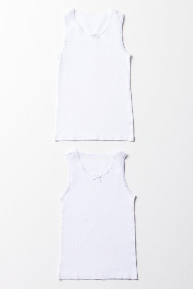 2 Pack Sleeveless Vests White