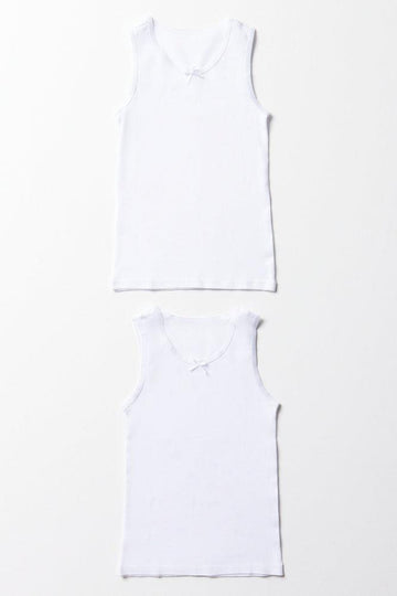 2 Pack Sleeveless Vests White
