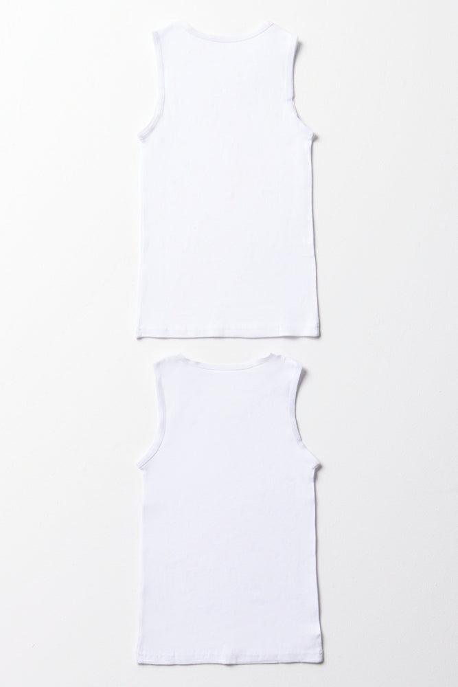 2 Pack Sleeveless Vests White (2)