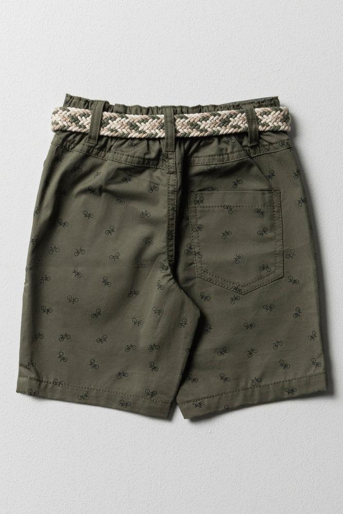 Belted Chino Shorts Dark Green (2)