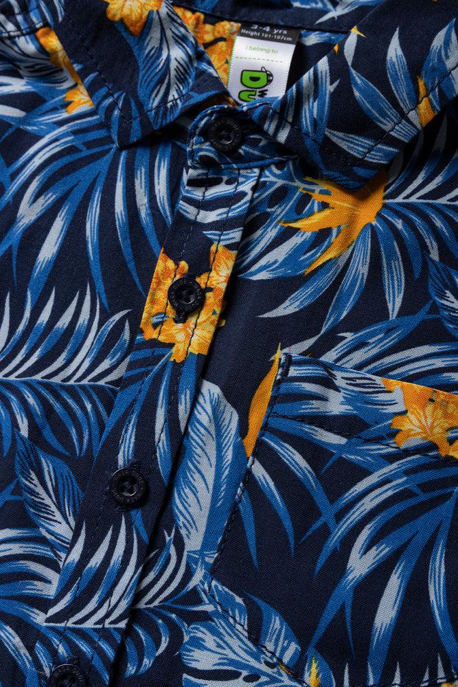 Tropical Short Sleeve Shirt Navy (1)