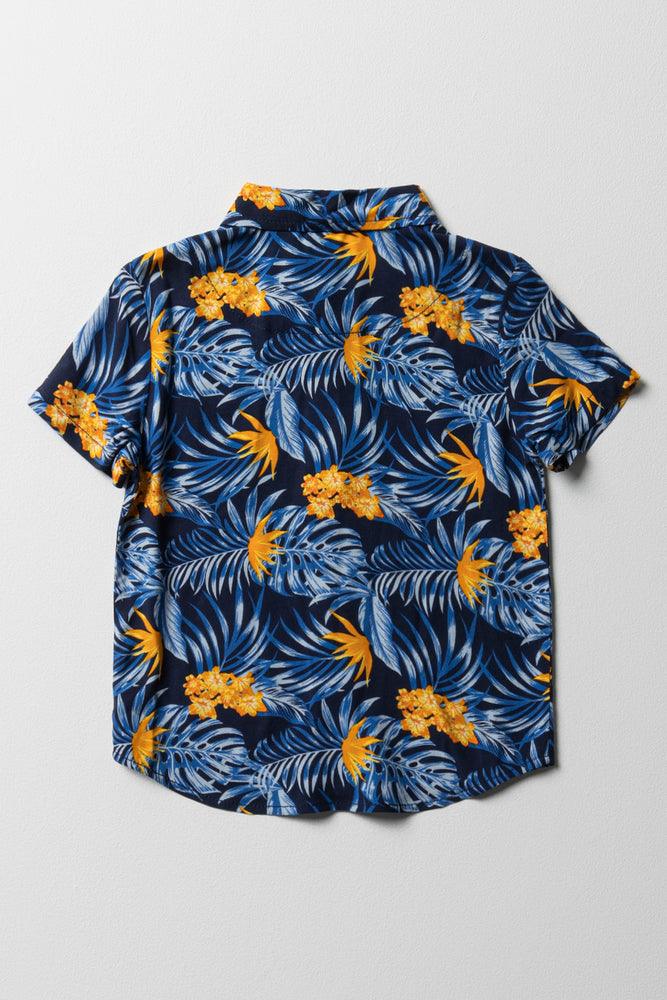 Tropical Short Sleeve Shirt Navy (3)