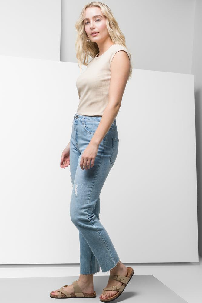 Rib Sleeveless Top Natural (1)