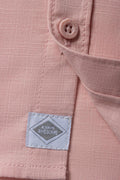 Linen Short Sleeve Mandarin Shirt Dusty Pink (2)