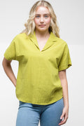 V-Neck Short Sleeve Top Green