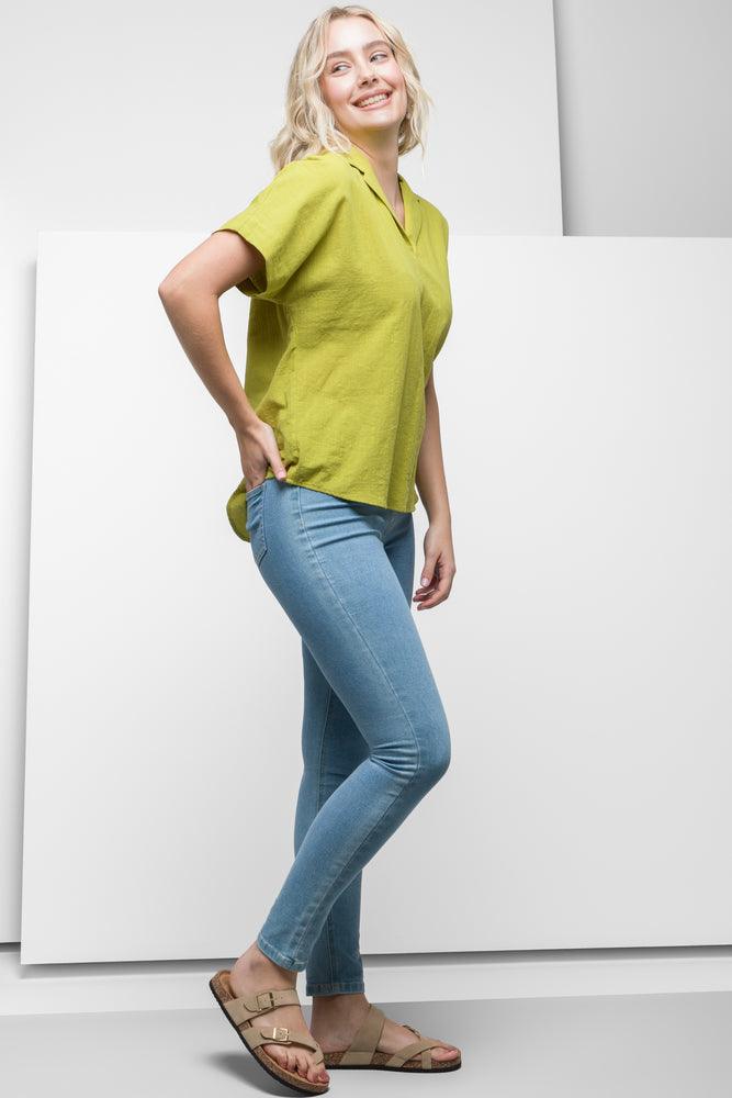 V-Neck Short Sleeve Top Green (1)