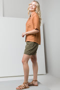 Poly-Viscose  Short Sleeve Shirt Rust (1)