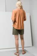 Poly-Viscose  Short Sleeve Shirt Rust (2)