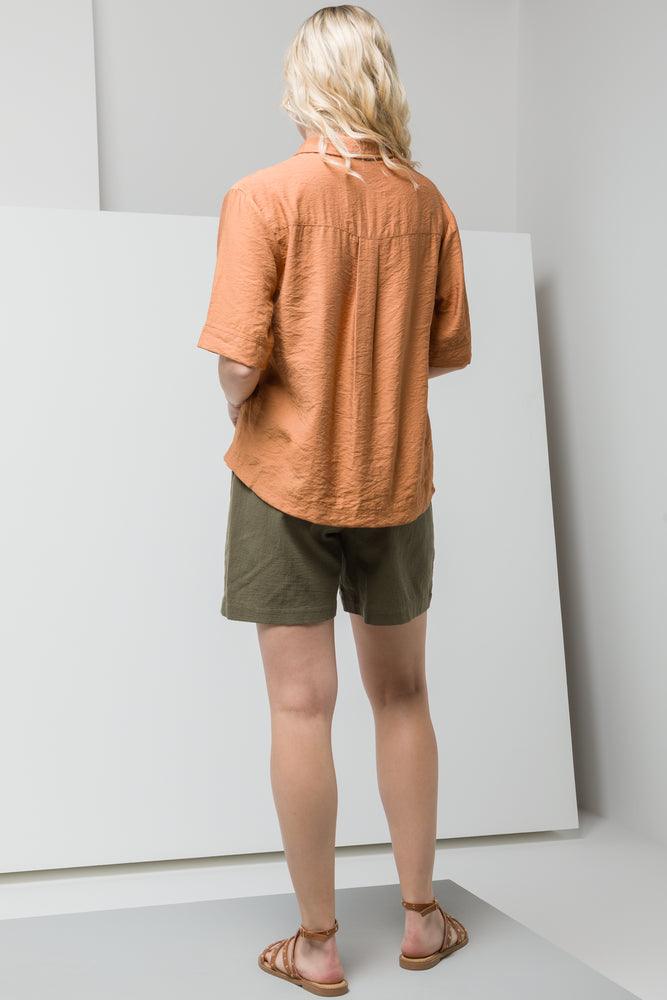 Poly-Viscose  Short Sleeve Shirt Rust (2)