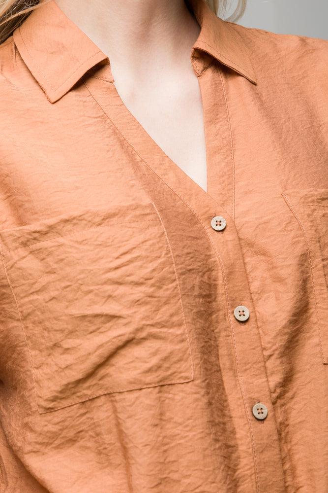 Poly-Viscose  Short Sleeve Shirt Rust (3)