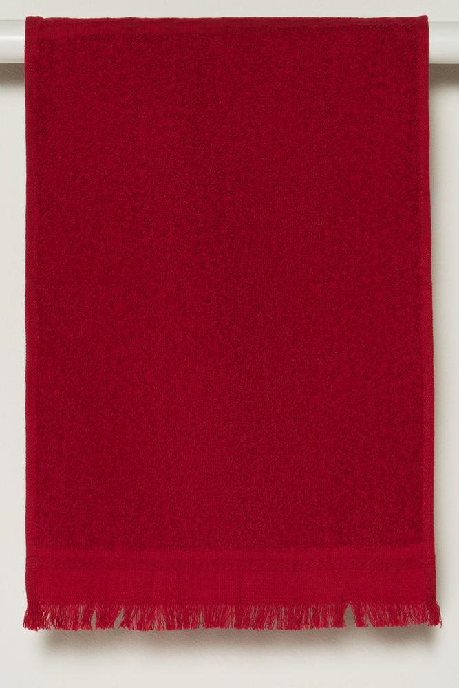 Fringed Guest Towel Red (1)