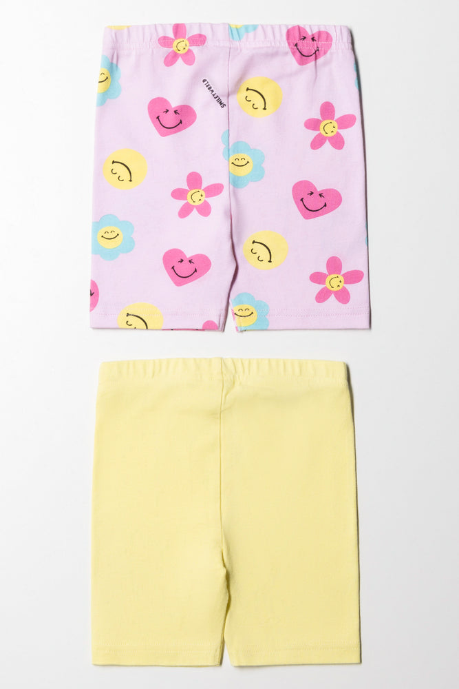 2 Pack SmileyWorld Cycling Shorts Yellow And Pink (3)