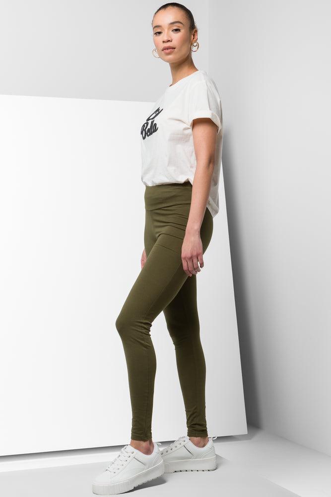 Wide Waist Leggings Olive Green (1)