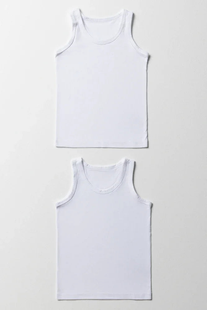 Pb 2 Pack Sleeveless Vests  White
