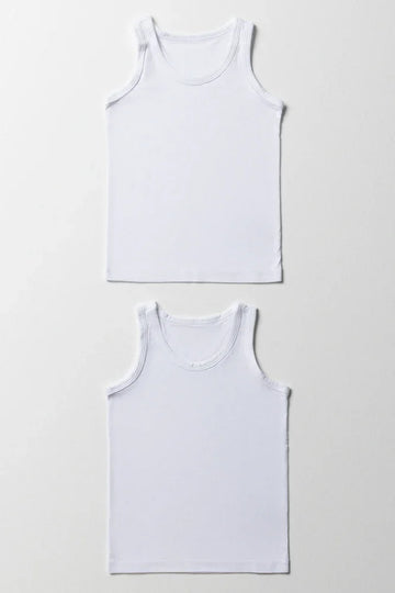 Pb 2 Pack Sleeveless Vests  White
