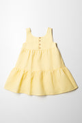 Strappy Tiered Dress With Buttons Yellow