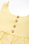 Strappy Tiered Dress With Buttons Yellow (1)