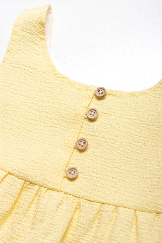 Strappy Tiered Dress With Buttons Yellow (1)