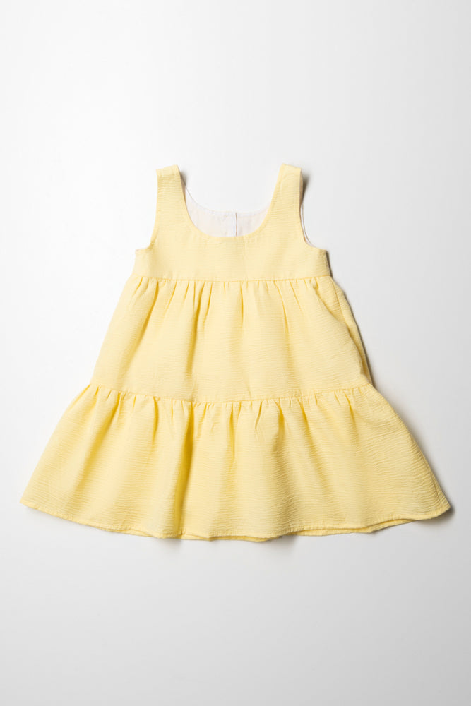 Strappy Tiered Dress With Buttons Yellow Dresses Jumpsuits Ackermans