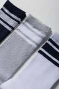 3 Pack Socks Navy, Grey & White (1)