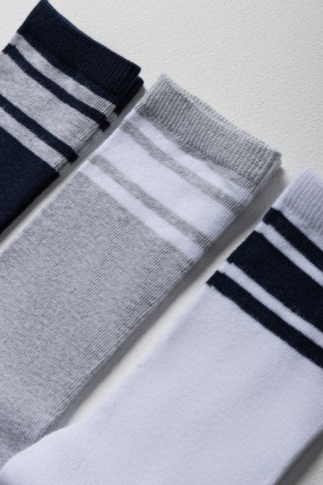 3 Pack Socks Navy, Grey & White (1)