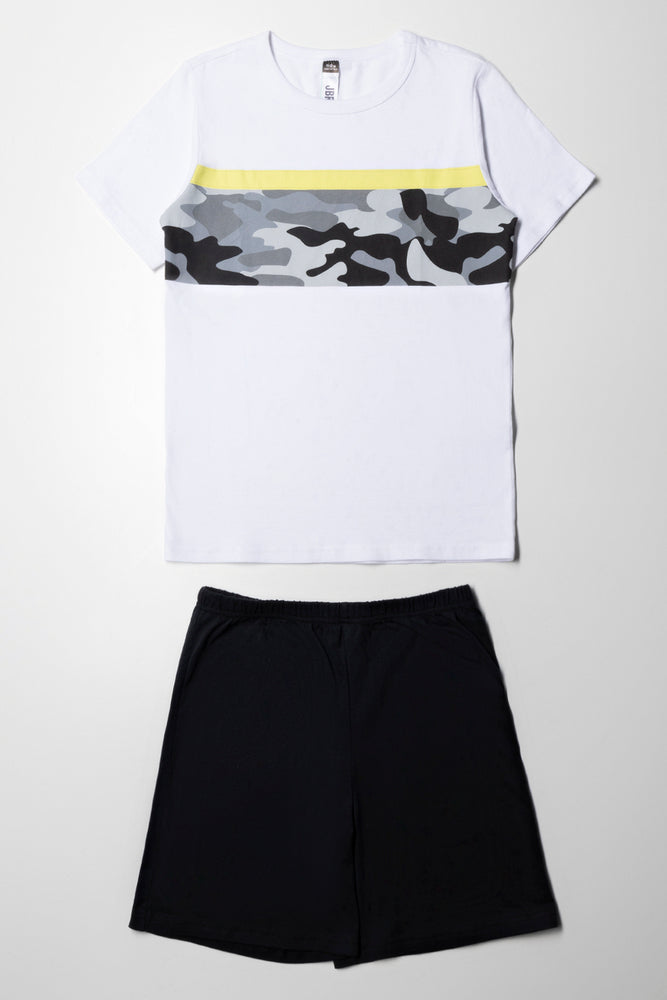 Camo Short Sleeve Pyjamas White & Black