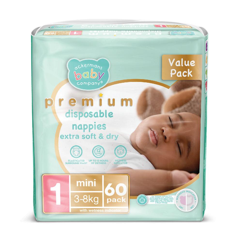 ABC Premium Mini Nappies Size 1 60'S