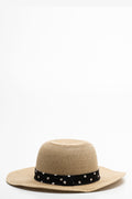 Dot Ribbon Straw Hat Natural, Black & White (1)