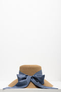 Narrow Brim Straw Hat Natural & Blue