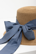 Narrow Brim Straw Hat Natural & Blue (2)